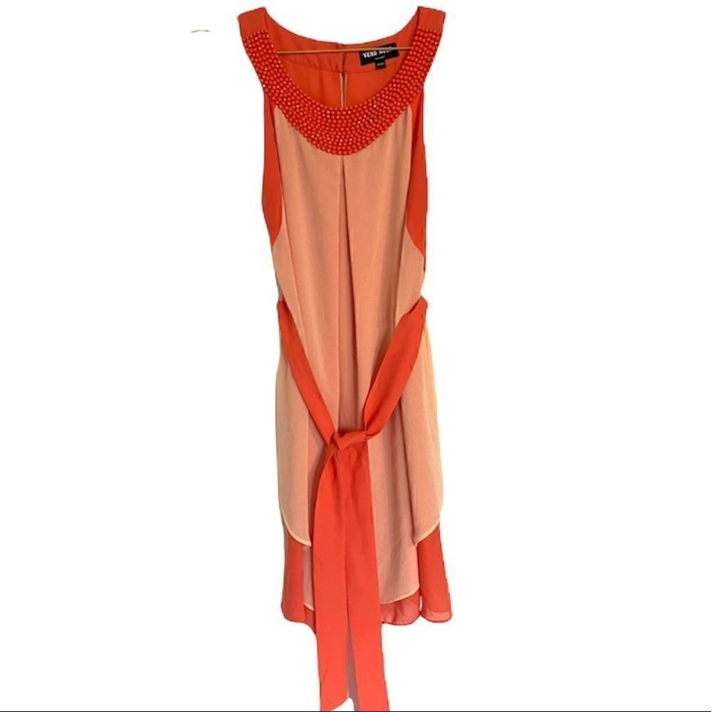 Vero Moda Embellished Coral Shift Dress